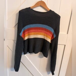 American Eagle Outfitters Stripes Green Small Crewneck Sweater